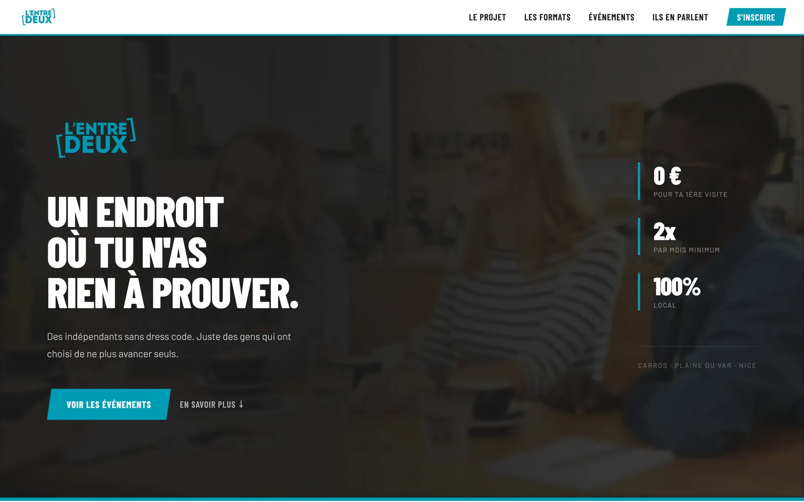 Accueil du site L'Entre Deux Pro : « Un endroit où tu n'as rien à prouver », sur une vidéo de rencontre entre indépendants