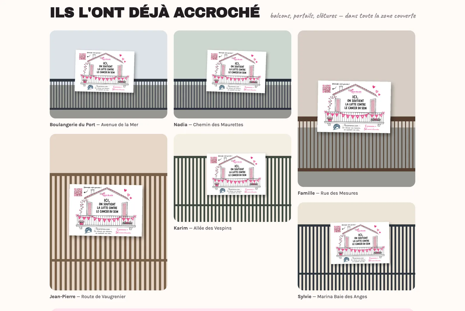 Le mur « Ils l'ont déjà accroché » : photos de panneaux en colonnes, au format d'origine