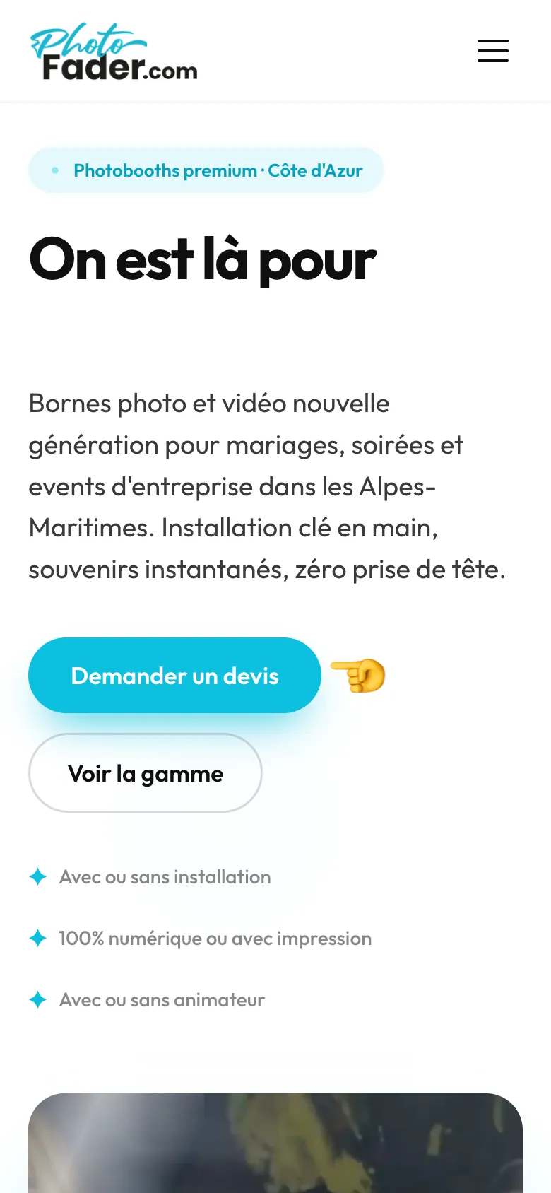 photofader.com sur un téléphone