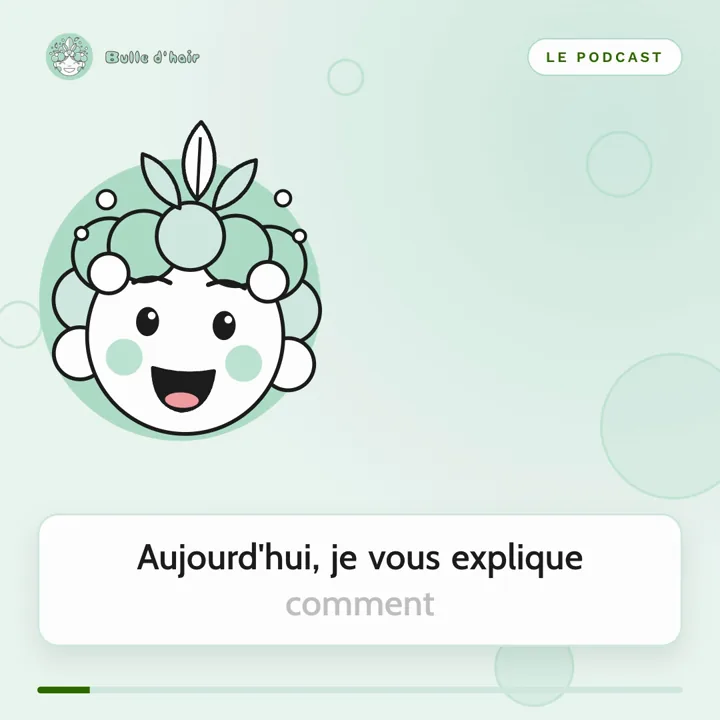 Vidéo du podcast : le personnage sourit, sous-titre « Aujourd'hui, je vous explique comment »